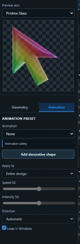 Cursor Lab animation controls