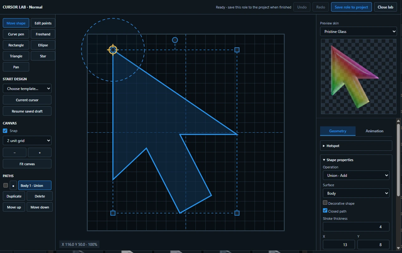 Cursor Lab geometry editor
